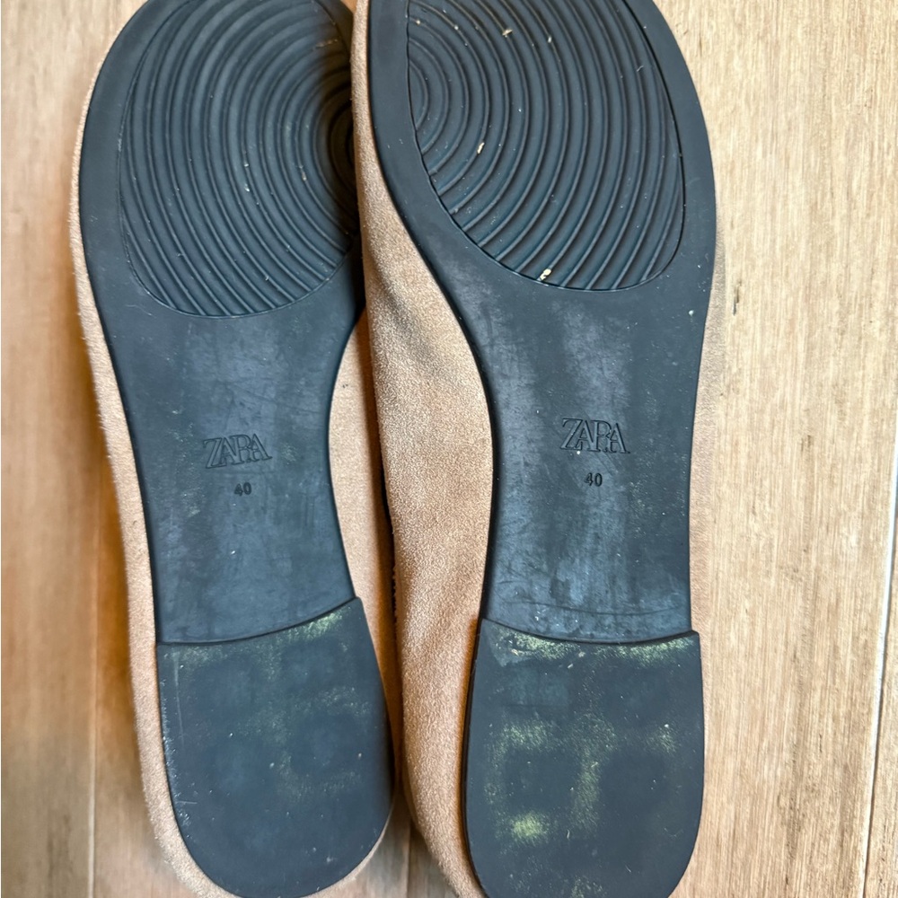 Zara Beige Suede Loafers - Picture 3 of 3
